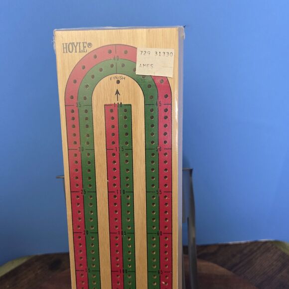 Vintage HOYLE Wooden Cribbage Board #5022 Continuous Track 2 Lane SEALED NEW - Picture 9 of 11
